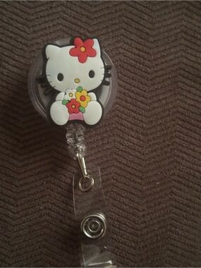 Hello Kitty White and Pink Badge Reel ID Holder